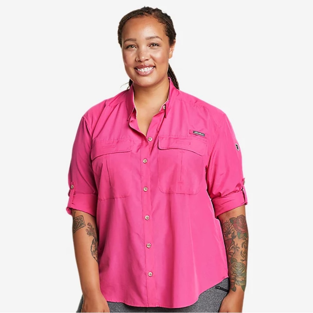 Magellan outdoors fishing button down shirt pink color, size medium. Never worn